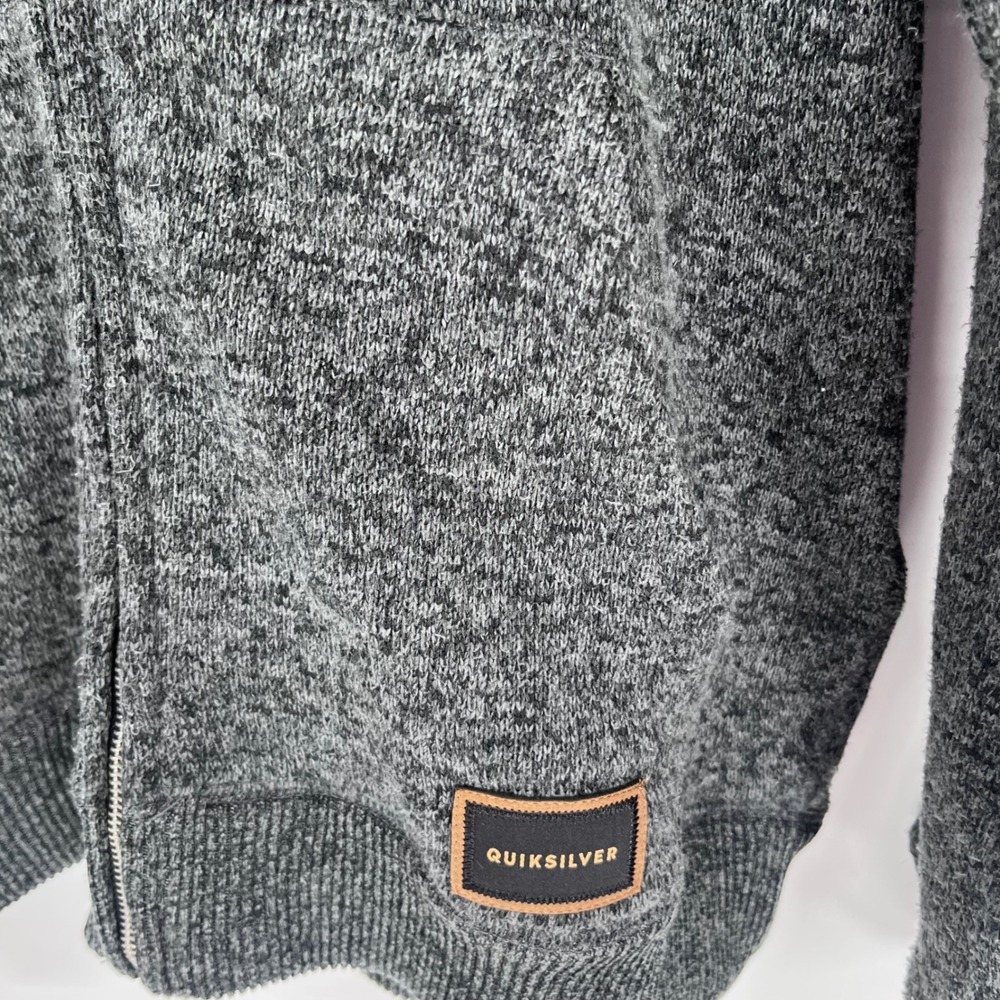 Quiksilver Full Zip Hoodie Mens Large Gray Marled Knit Sweater Surf Skate Casual - Picture 6 of 7